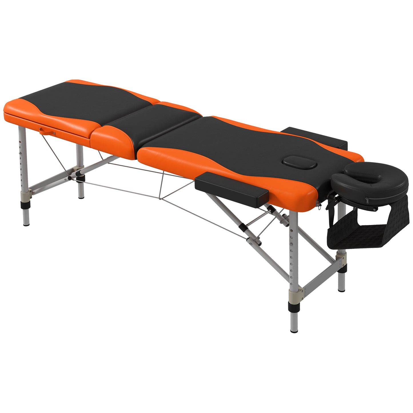 Foldable Massage Table Professional Salon SPA Facial Couch Bed Black and Orange