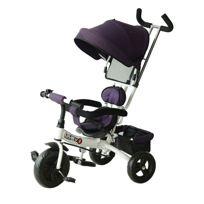 Baby Tricycle With Handle-White/Purple