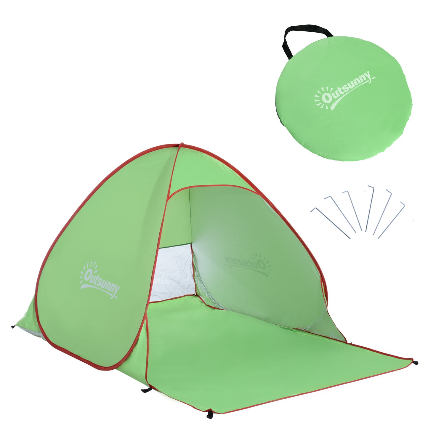 Outsunny 2-3 Person Pop up Tent Beach Tent Hiking UV 30+ Protection Patio Sun Shelter (Green)