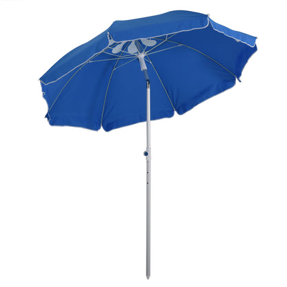 Outsunny Arc. 1.9m Beach Umbrella with Pointed Design Adjustable Tilt Carry Bag for Outdoor Patio Blue