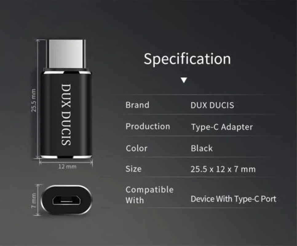 Dux Ducis Micro USB to USB-C Connector Adapter Black