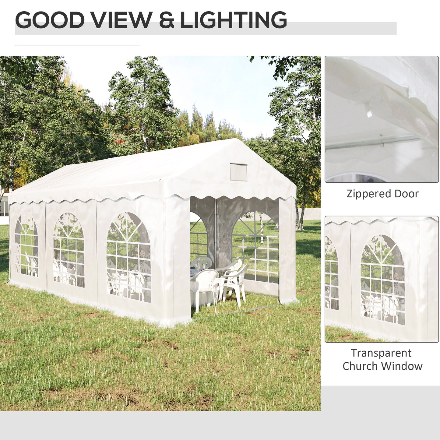 Outsunny 6 x 3 m Gazebo Canopy Party Tent with 4 Removable Side Walls and Windows for Outdoor Event, White