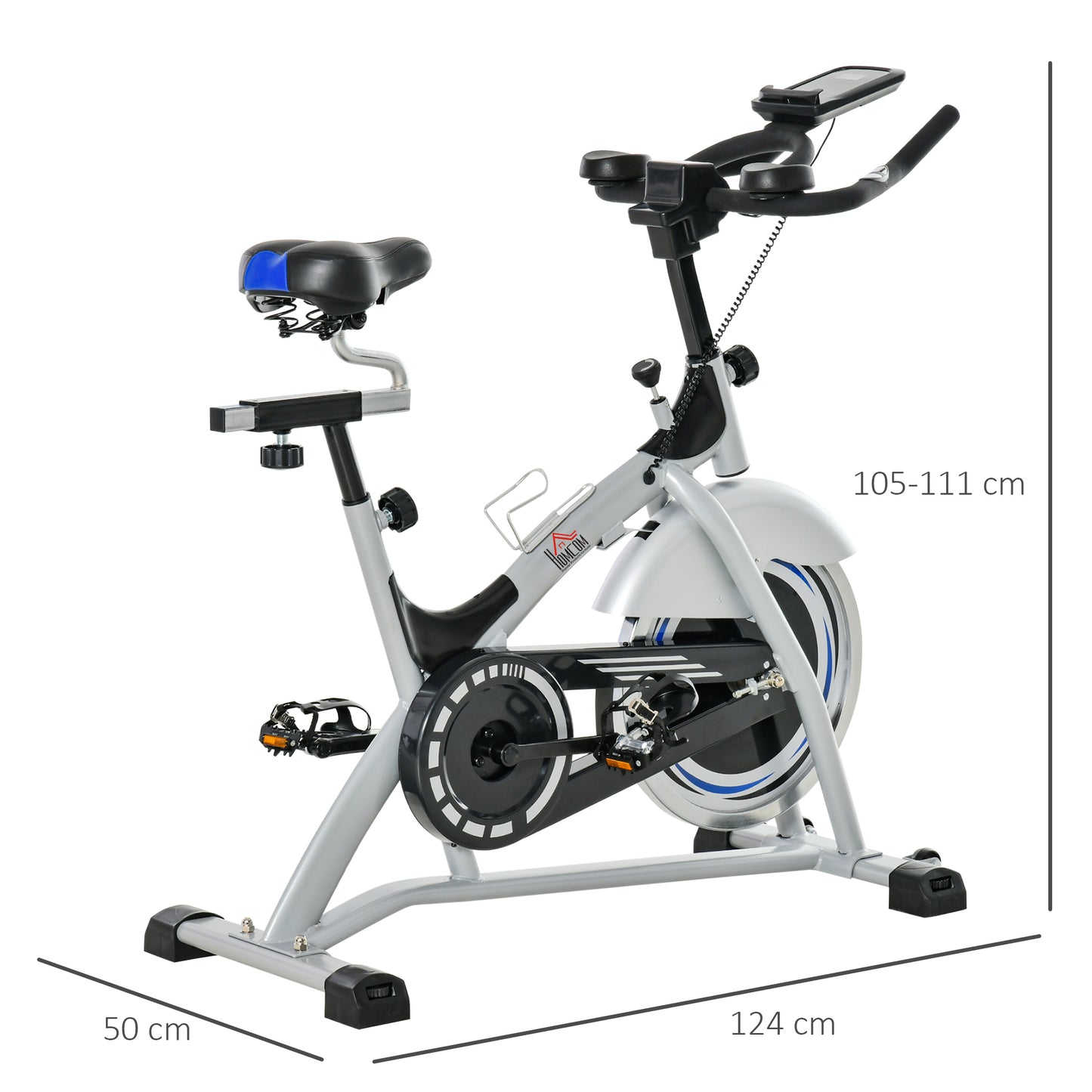 Indoor Cycling Exercise Bike Quiet Drive Fitness Stationary, 15KG Flywheel Cardio Workout Bicycle, Adjustable Seat& Resistance, w/LCD Monitor