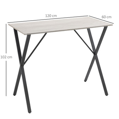 120 cm Rectangular Bar Table for 4 People, Modern Kitchen Table with Marble Effect Tabletop, Steel Legs, for Living Room, Home Bar, White