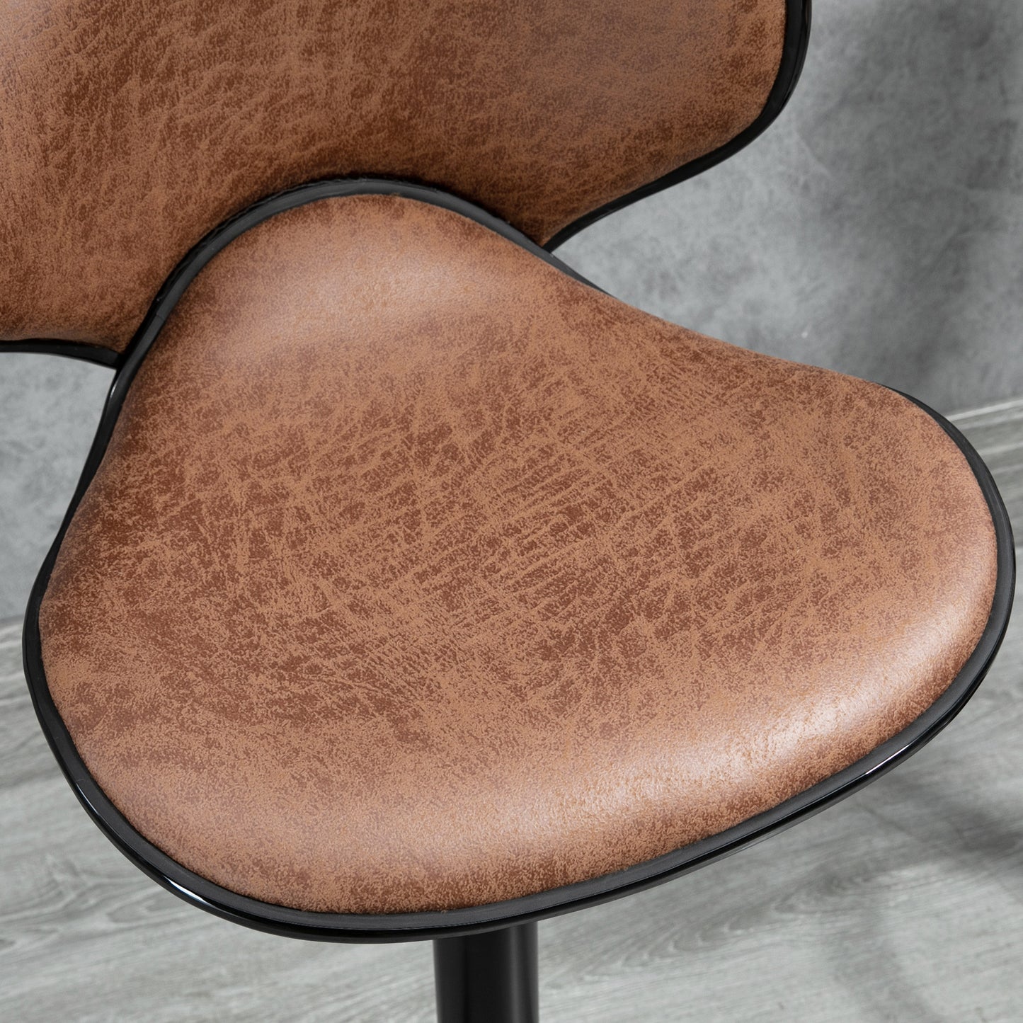 Bar Stool Set of 2 Microfibre Cloth Adjustable Height Armless Chairs with Swivel Seat, Brown