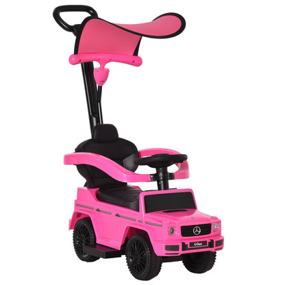 Compatible Ride-On Push Along Car Sliding Walker Mercedes-Benz G350 Walker Foot to Floor Slider Stroller Toddler Vehicle Steering Wheel Pink