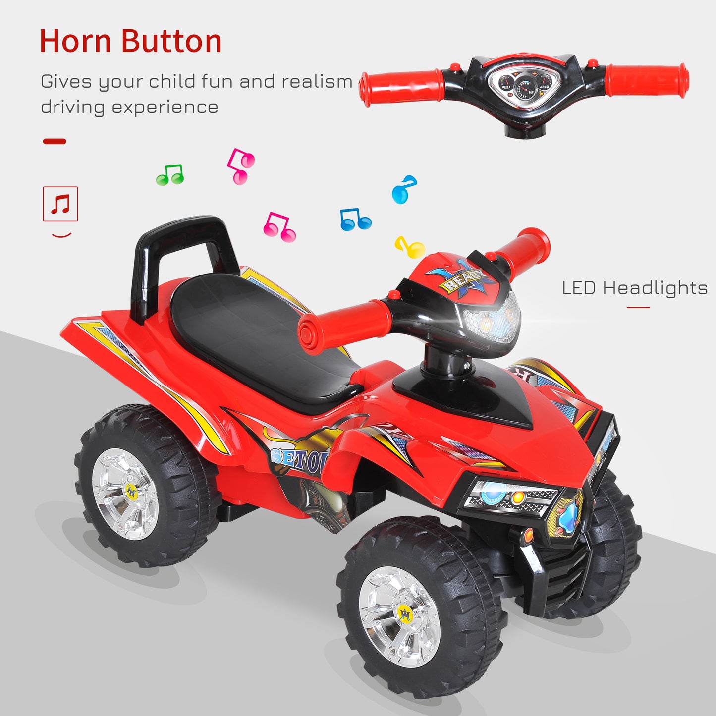 Kids Ride On Quad Bike, 60L x 38W x 42Hcm Red