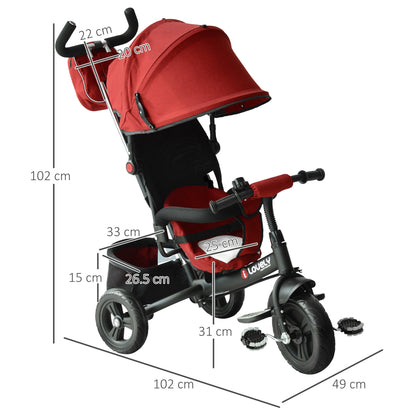 Baby Ride on Tricycle With Canopy-Red