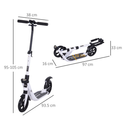 Folding Kick Scooter Height-Adjustable Urban Scooter w/ Rear Brake, Double Shock Absorption System & 2 Big Wheels, For 14+ Teens Adult