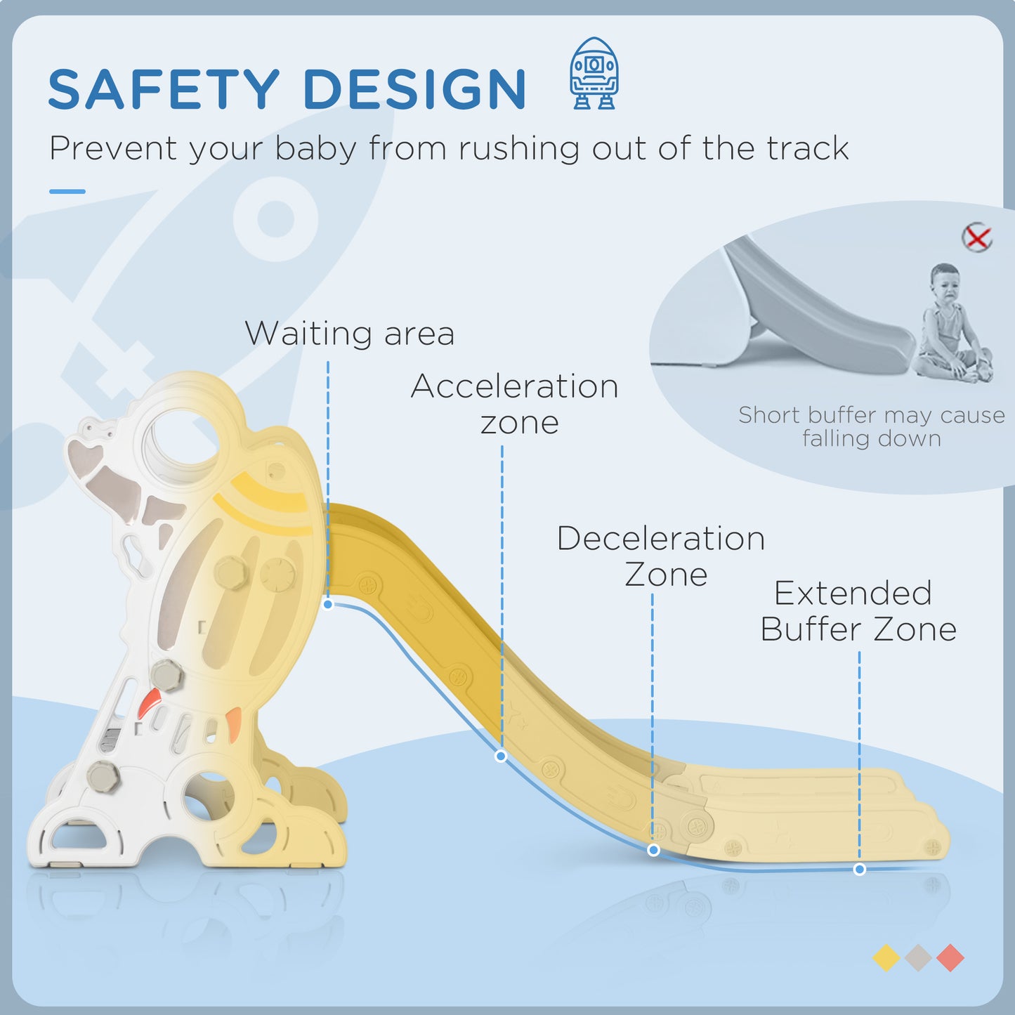 AIYAPLAY Kids Slide Indoor Freestanding Baby Slide Space Theme for Ages 1.5-3 Years - Grey