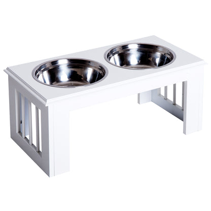 Pawhut Stainless Steel Pet Feeder, 58.4Lx30.5Wx25.4H cm-White