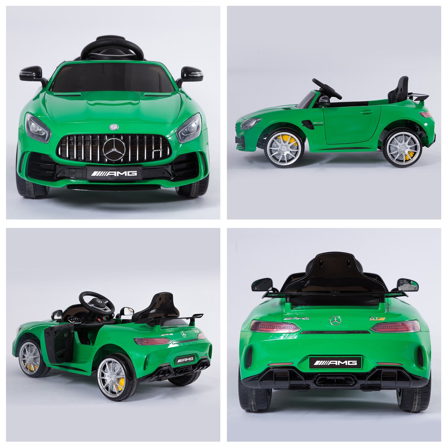 12 Volt Battery-powered 2 Motors Kids Electric Ride On Car GTR Toy with Parental Remote Control Music Lights MP3 for 3-5 Years Old Green