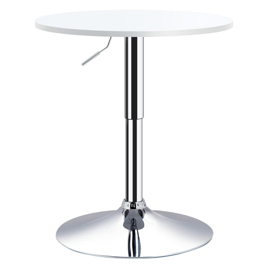 Bar Table 60cm Adjustable Height Round Bistro Table w/ Swivel Top Metal Frame Counter Surface Stylish Kitchen Conservatory White