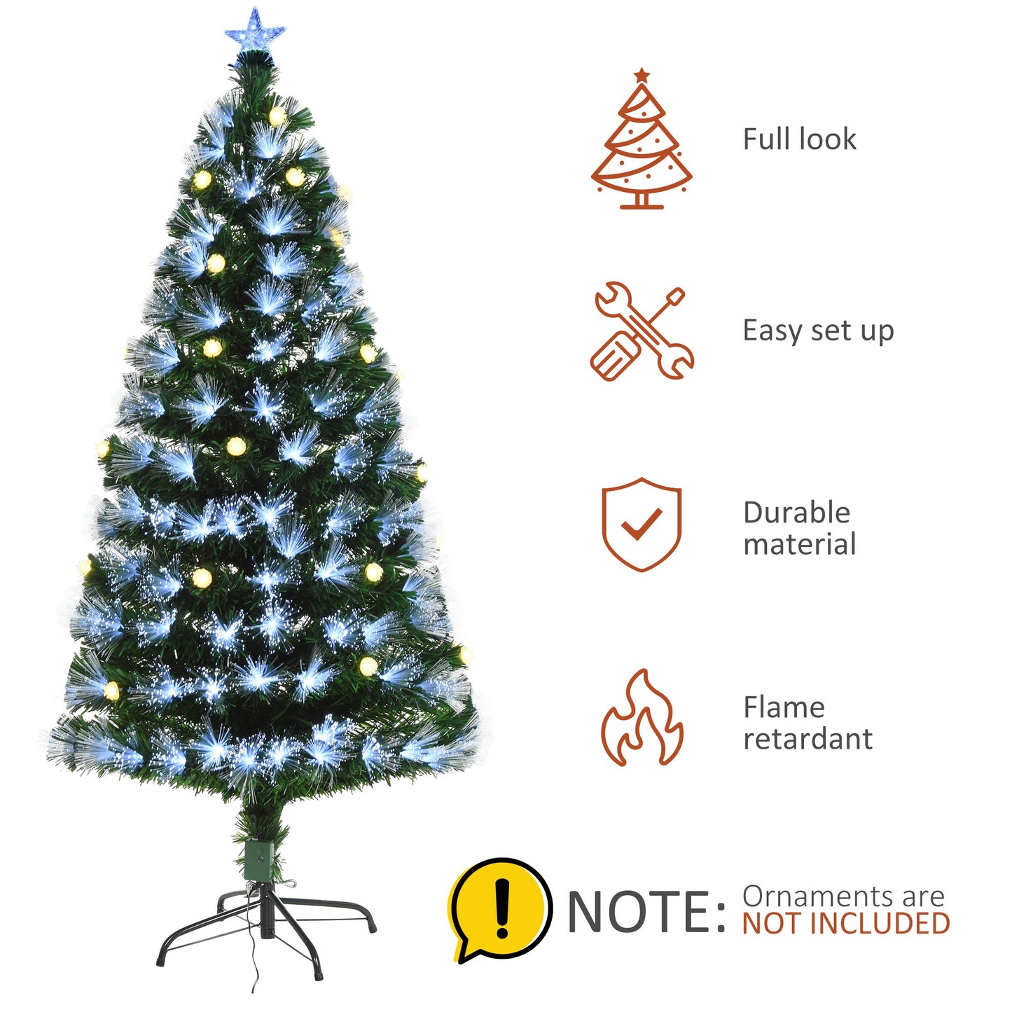 6ft White Light Artificial Christmas Tree With 230 LEDs Star Topper Tri-Base Full Bodied Seasonal Holiday Decoration Pre-Lit Home