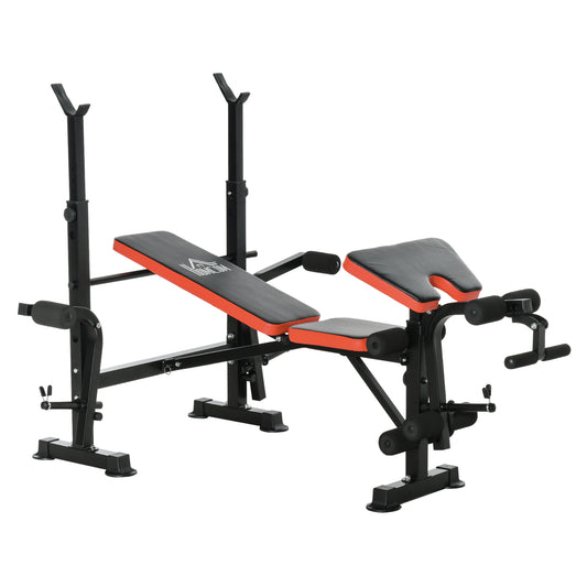 Weight Bench with Leg Developer Barbell Rack for Weight Lifting and Strength Training Multifunctional Workout Station