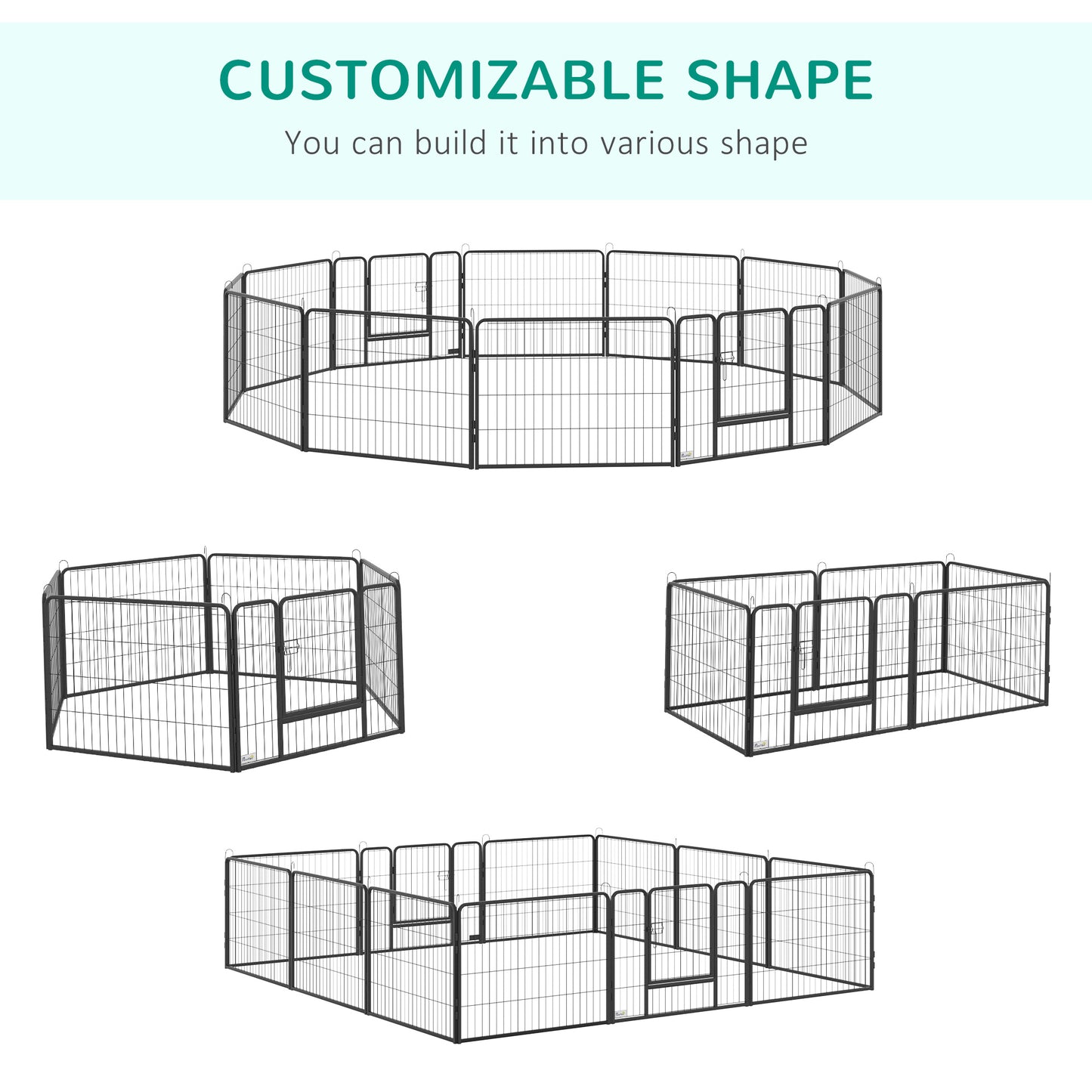 PawHut Heavy Duty Pet Playpen, 12 Panels Puppy Play Pen, Foldable Steel Dog Exercise Fence, with 2 Doors Locking Latch, 80 x 60 cm