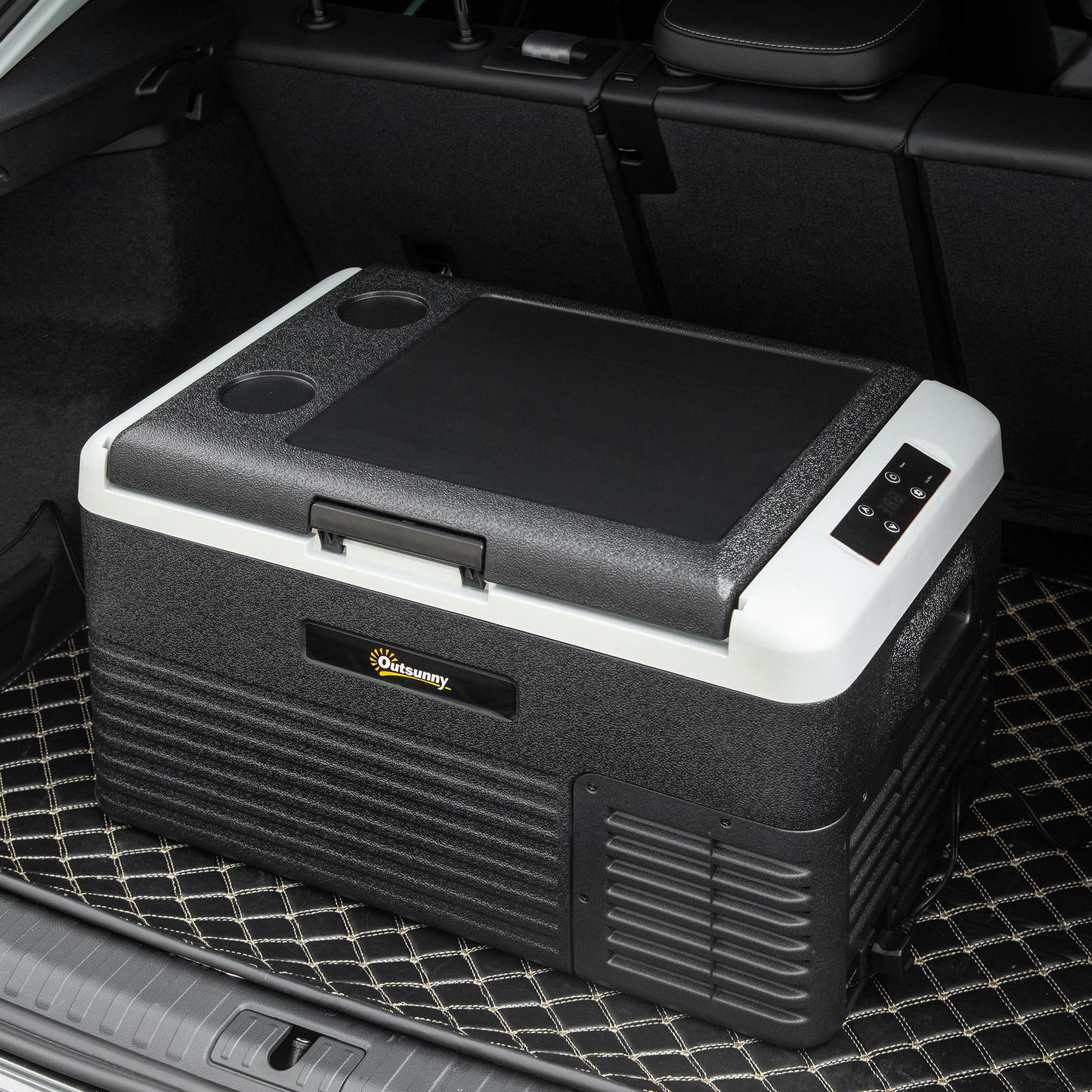 Outsunny 30L Car Refrigerator, Portable Compressor Car Fridge Freezer, Electric Cooler Box with 12/24V DC and 110-240V AC for Picnic, Down to -20℃