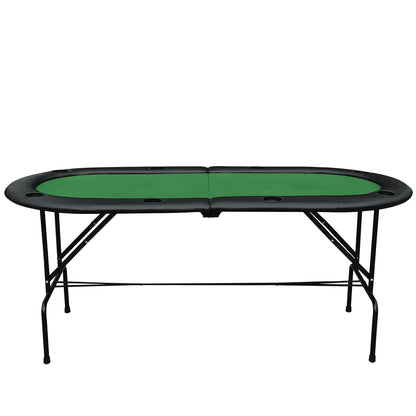 1.83m Foldable Poker Table With Chip Trays, Drink Holders