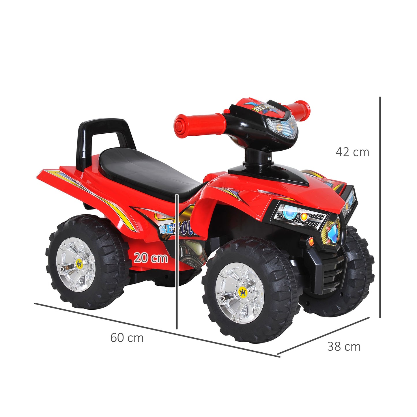 Kids Ride On Quad Bike, 60L x 38W x 42Hcm Red