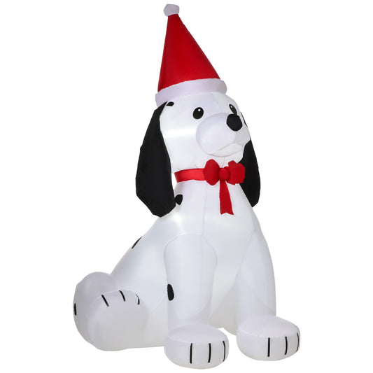 1.8m Inflatable Christmas Puppy Dog Wearing Santa Hat Lighted Outdoor Decoration Blow Up Decor for Holiday Indoor