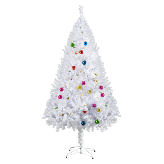 6ft Snow Artificial Christmas Tree With Metal Stand Decorations Home Seasonal Elegant Faux