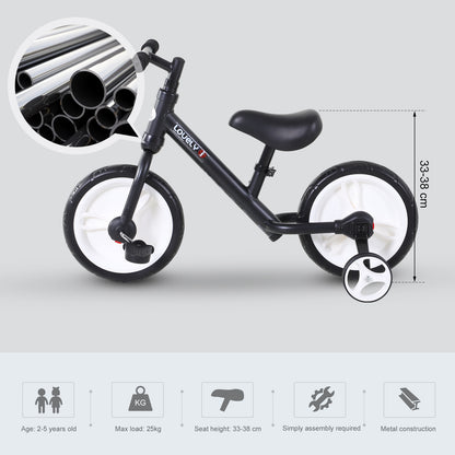 Toddlers Removable Stabiliser Balance Bike Black