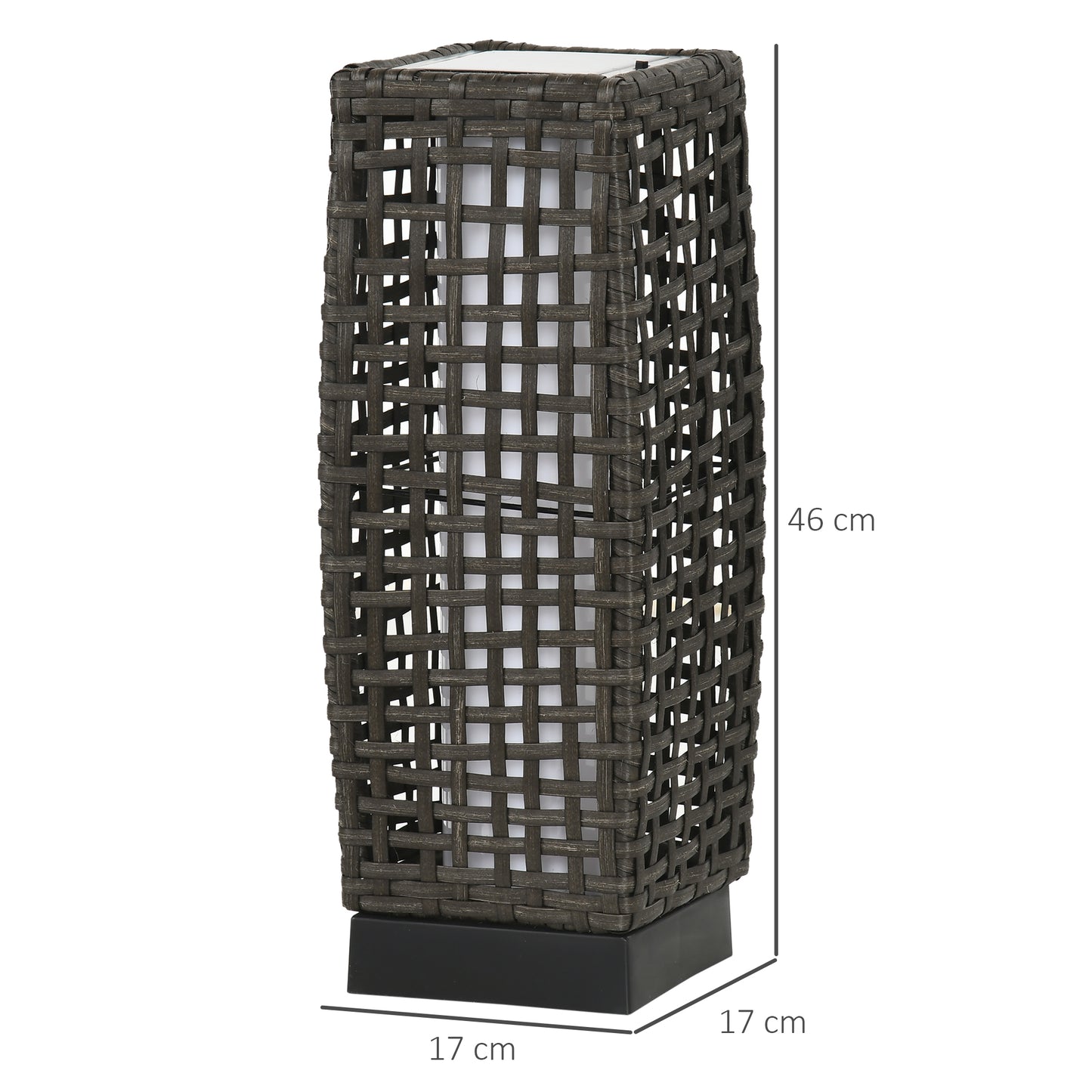 Outsunny Outdoor Rattan Solar Lantern, Brushed PE Wicker Patio Garden Lantern With Auto On/Off Solar Powered LED Lights for Indoor & Outdoor Use Grey