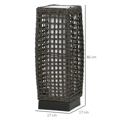 Outsunny Outdoor Rattan Solar Lantern, Brushed PE Wicker Patio Garden Lantern With Auto On/Off Solar Powered LED Lights for Indoor & Outdoor Use Grey