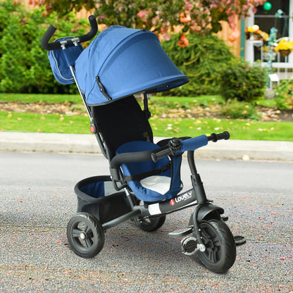 Baby Ride on Tricycle Stroller With Canopy-Blue