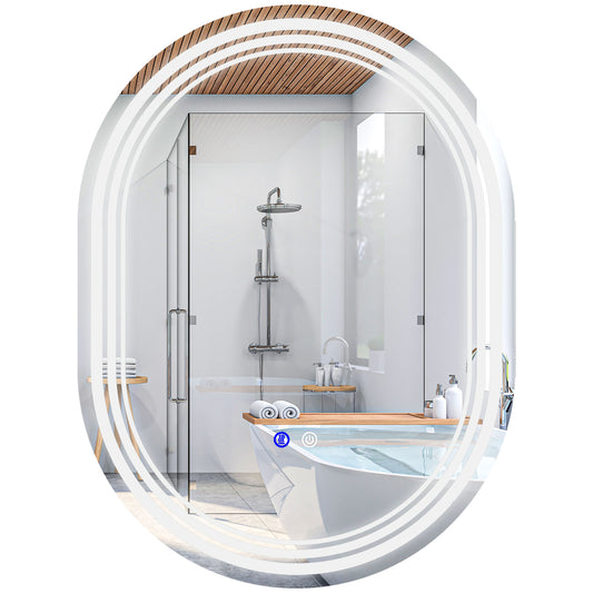 K700 x 500mm Bathroom Mirror with LED Lights Makeup Mirror with Anti-fog Touch, Switch, Vertical or Horizontal