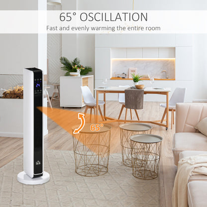 Oscillating Ceramic Tower Heater, Space Heater with Remote Control, 8H Timer, Tip-Over & Overheat Protect, 1000W/2000W