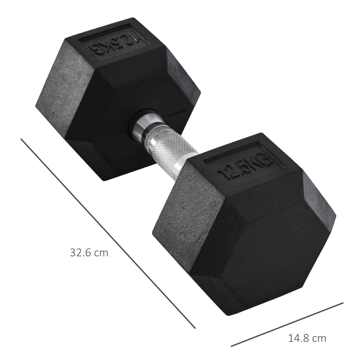 Single Rubber Hex Dumbbell Portable Hand Weights Dumbbell Home Gym Workout Fitness Hand Dumbbell 12.5KG