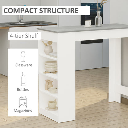 Bar Table Coffee Table Kitchen Dining Table with 4-Tier Storage Shelf for Kitchen, Dining Room, Living Room, Grey