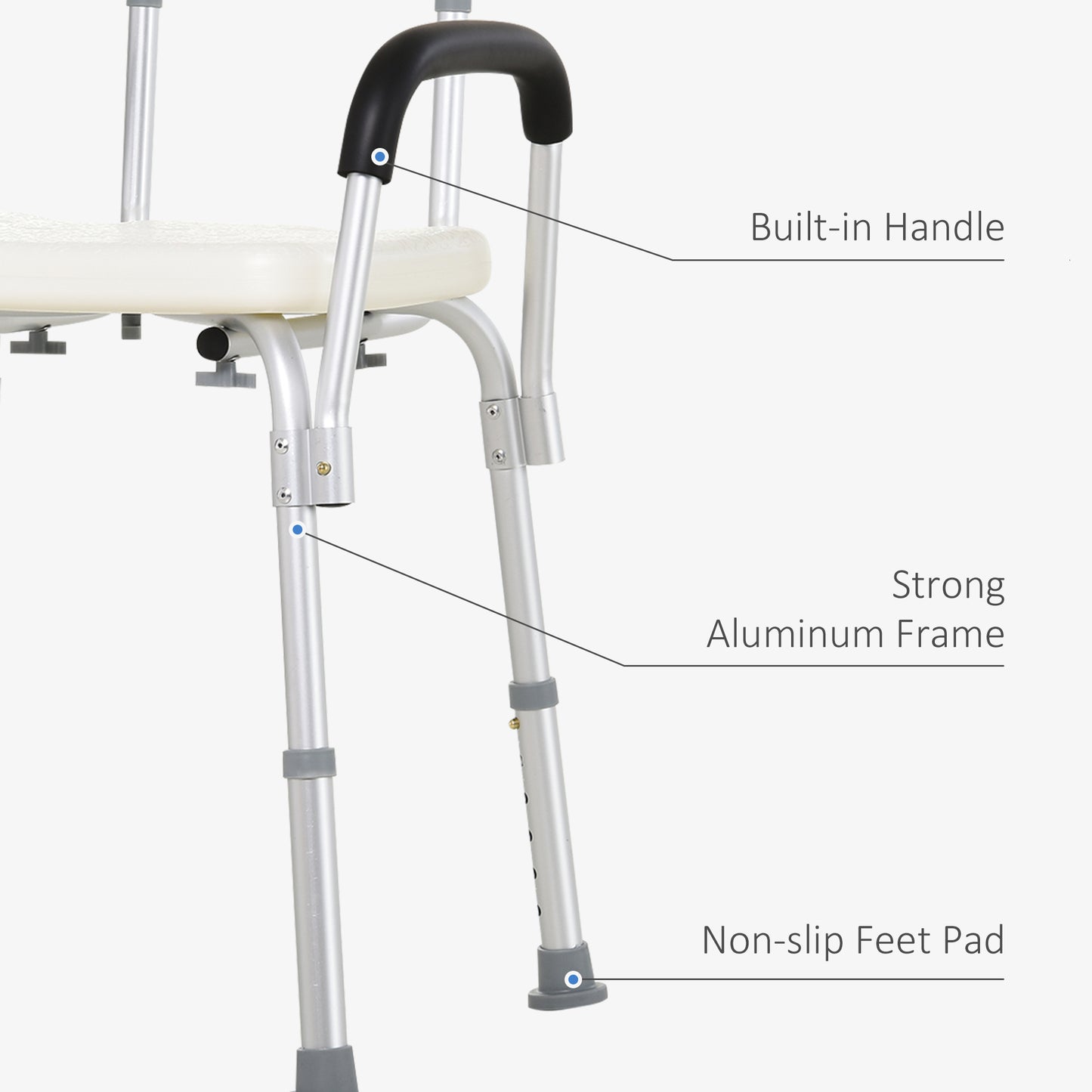 Adjustable Shower Bench Stool Chair With Back and Armrest