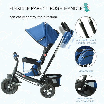 Baby Ride on Tricycle Stroller With Canopy-Blue