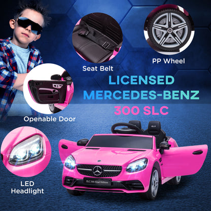 AIYAPLAY Mercedes Benz SLC 300 Licensed 12V Kids Electric Ride On Car With Parental Remote For 3-6 Years Pink