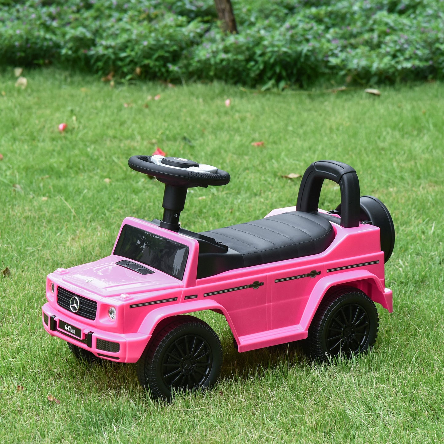 Compatible Baby Push Handle Sliding Car Mercedes-Benz G350 Licensed Foot to Floor Slider w/ Horn Under Seat Storage Pink