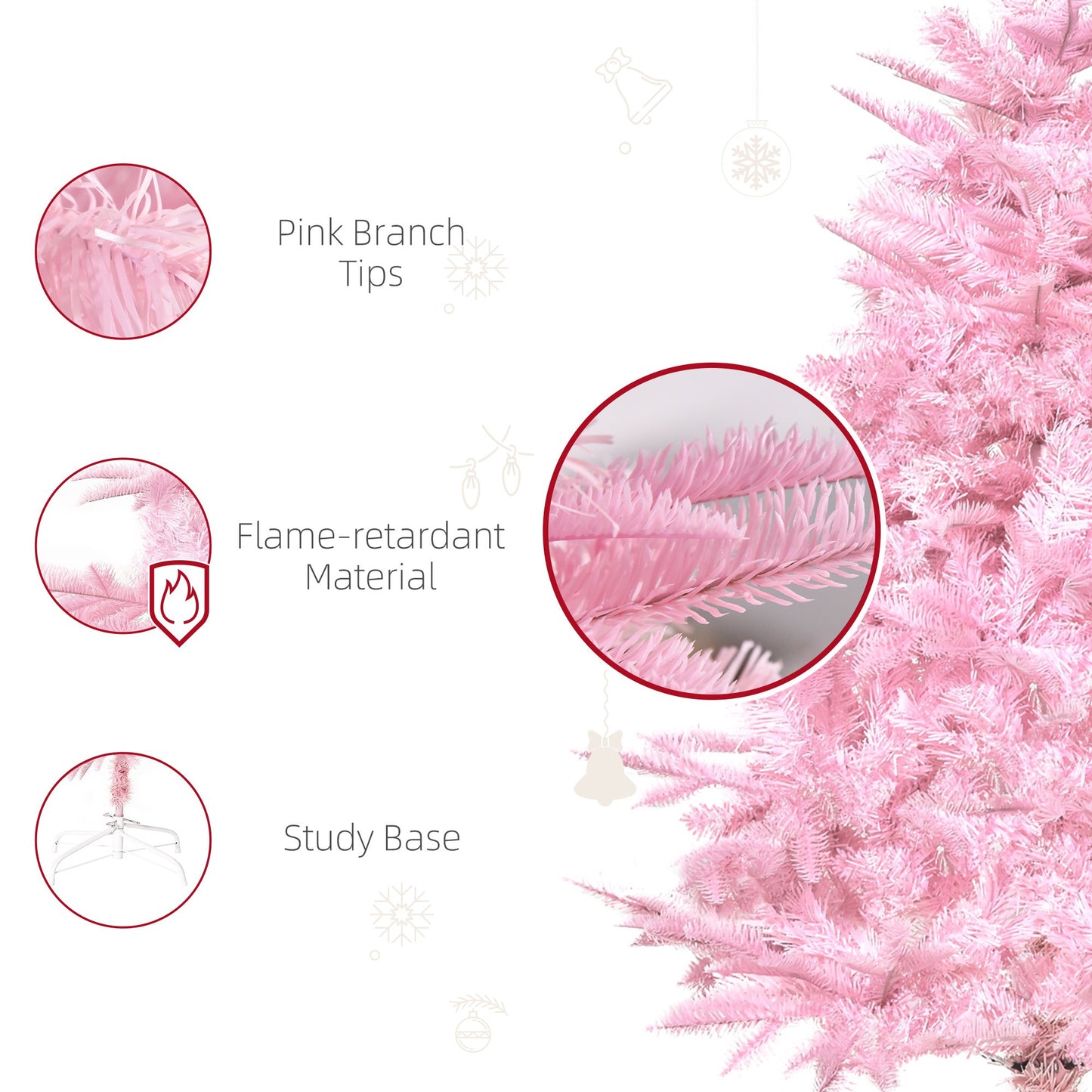 4FT Pop-up Artificial Christmas Holiday Tree Decoration With Automatic Open For Home Party, Pink