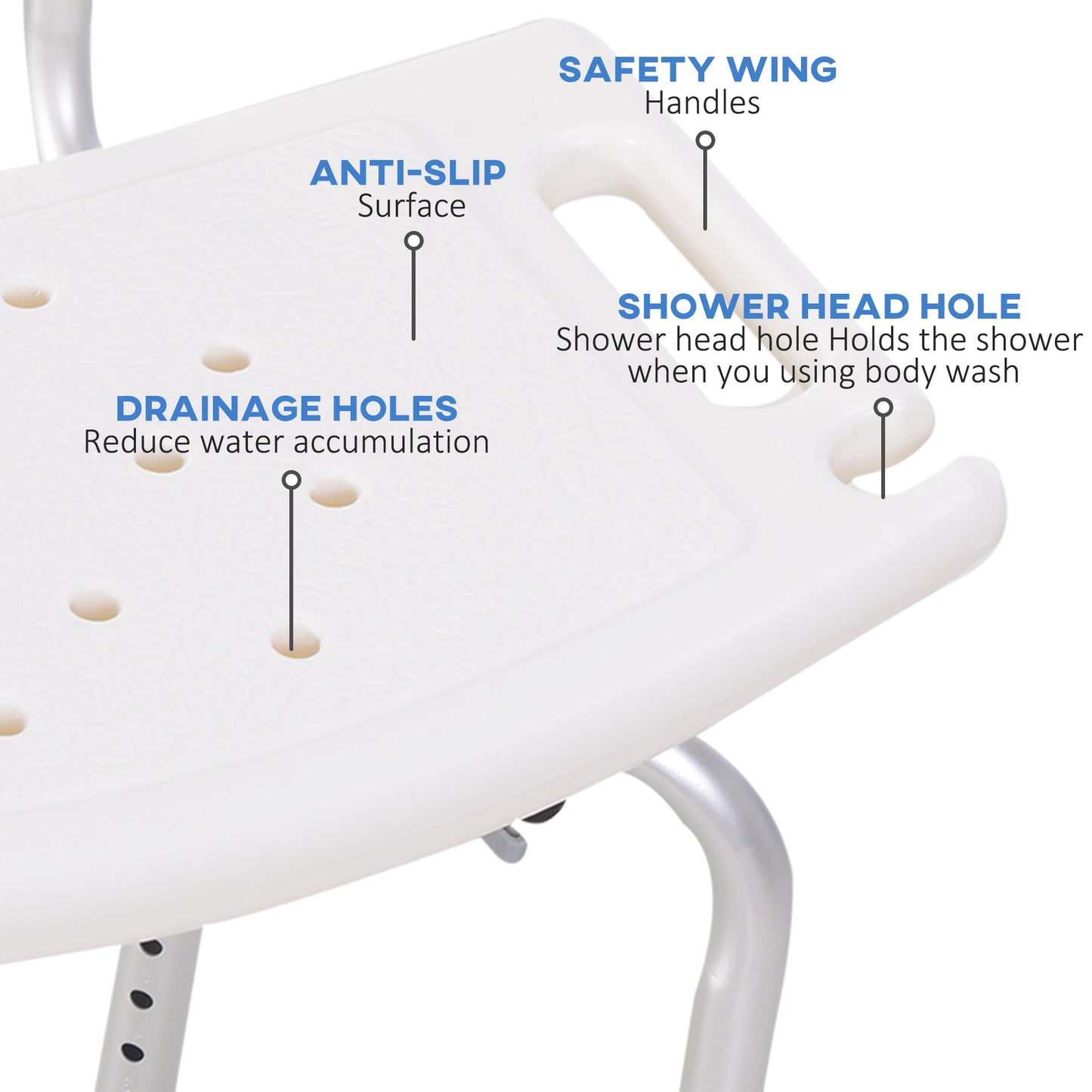 Bathroom Chair Shower Stool Safety Seat Bath With Adjustable Positions