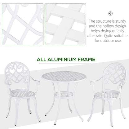 Outsunny 3 Piece Garden Table Set Bistro Set Round Table and 2 Chairs for Outdoor Indoor Patio Balcony Aluminium