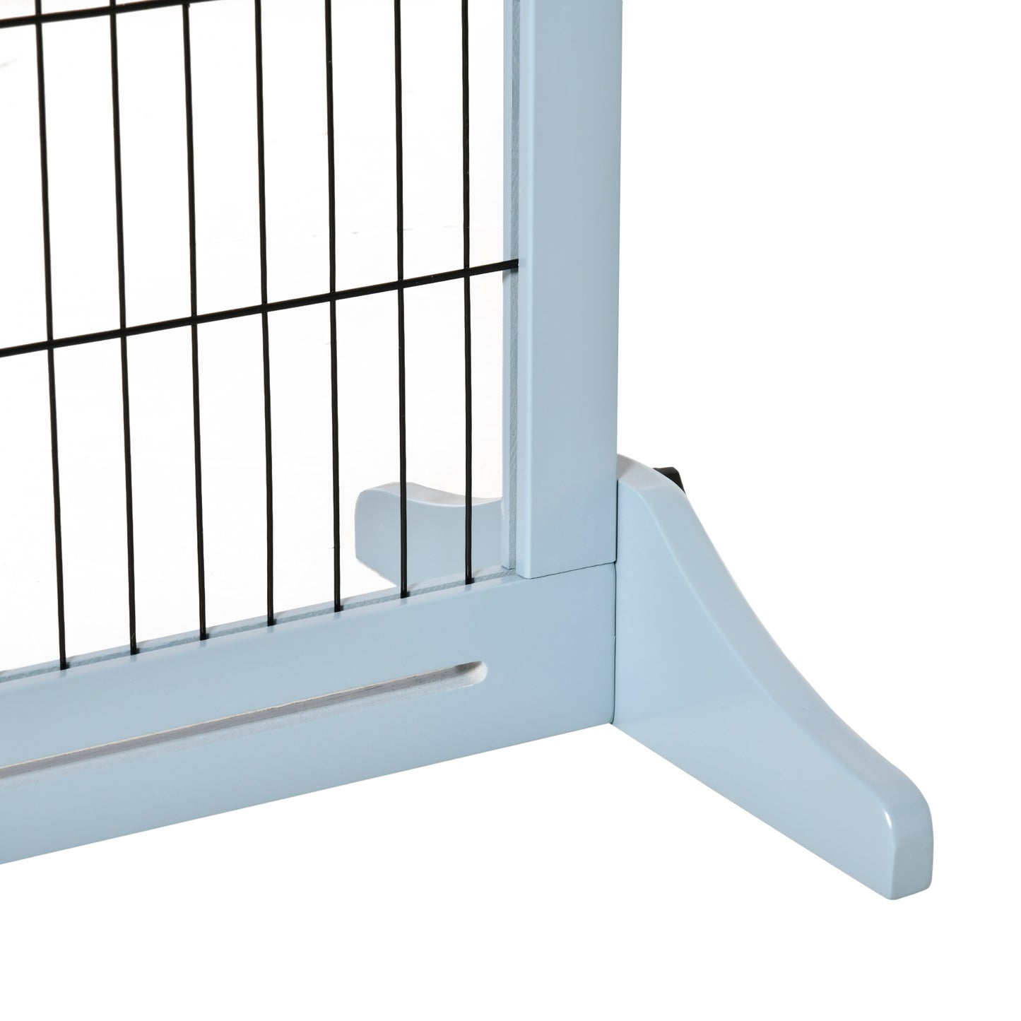 PawHut Adjustable Wooden Pet Gate, Freestanding Dog Barrier Fence with 3 Panels for Doorway, Hallway, 69H x 104-183H cm, Blue