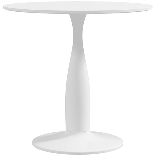 Round Dining Table, Modern Dining Room Table with Steel Base, Non-slip Foot Pad, Space Saving Small Dining Table