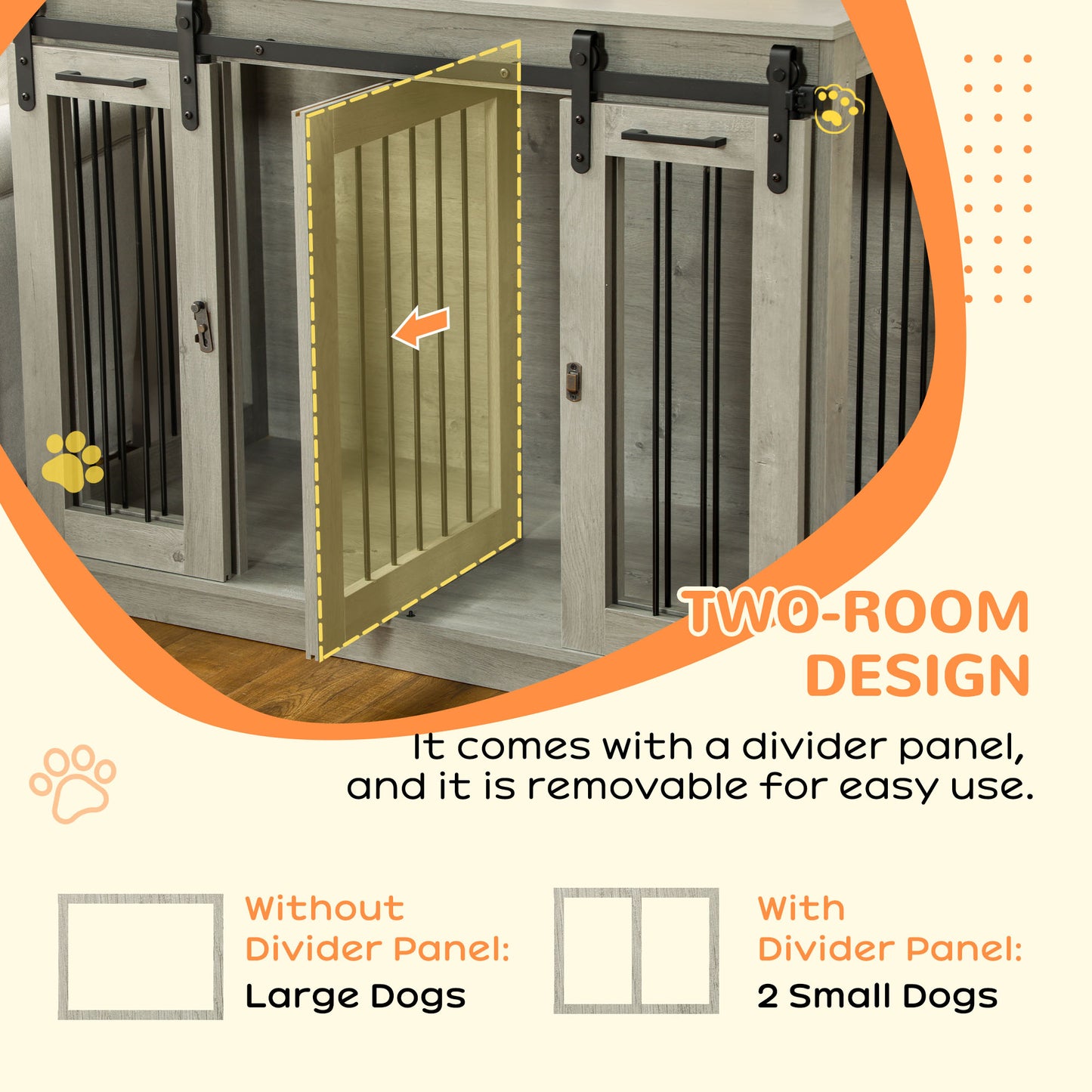 PawHut Dog Crate Furniture for Large Dogs, Double Dog Cage for Small Dogs