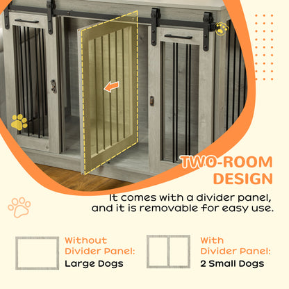 PawHut Dog Crate Furniture for Large Dogs, Double Dog Cage for Small Dogs