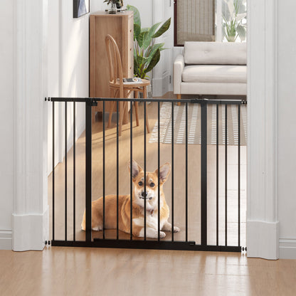 PawHut Dog Baby Gate Pet Safety Gate Stair Barrier Auto Close Door Adjustable 76 - 107 cm, Black