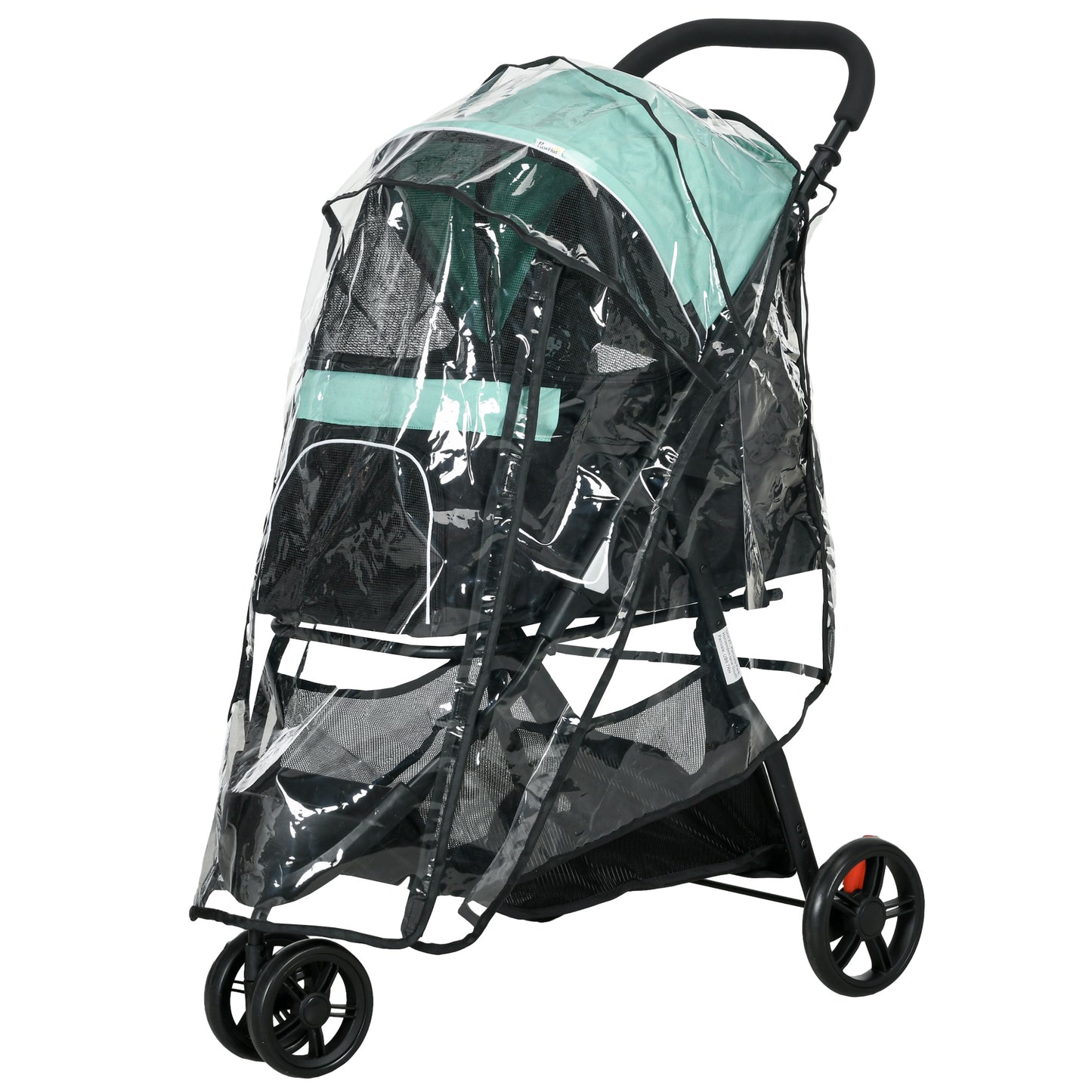 PawHut Foldable Pet Stroller with Rain Cover for XS and S-Sized Dogs Green