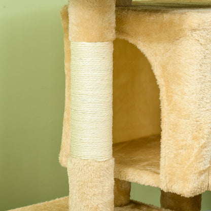 PawHut Sisal Cat Rest & Play Activity Tree w/ 2 House Cream White