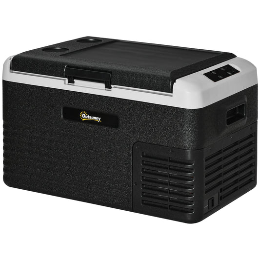 Outsunny 30L Car Refrigerator, Portable Compressor Car Fridge Freezer, Electric Cooler Box with 12/24V DC and 110-240V AC for Picnic, Down to -20℃