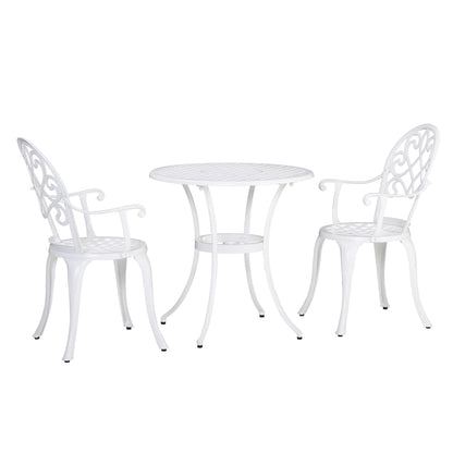 Outsunny 3 Piece Garden Table Set Bistro Set Round Table and 2 Chairs for Outdoor Indoor Patio Balcony Aluminium