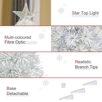 2.5FT Pre Lit Artificial Tabletop Christmas Tree With Fibre Optics Holiday Home Decoration for Table and Desk, White